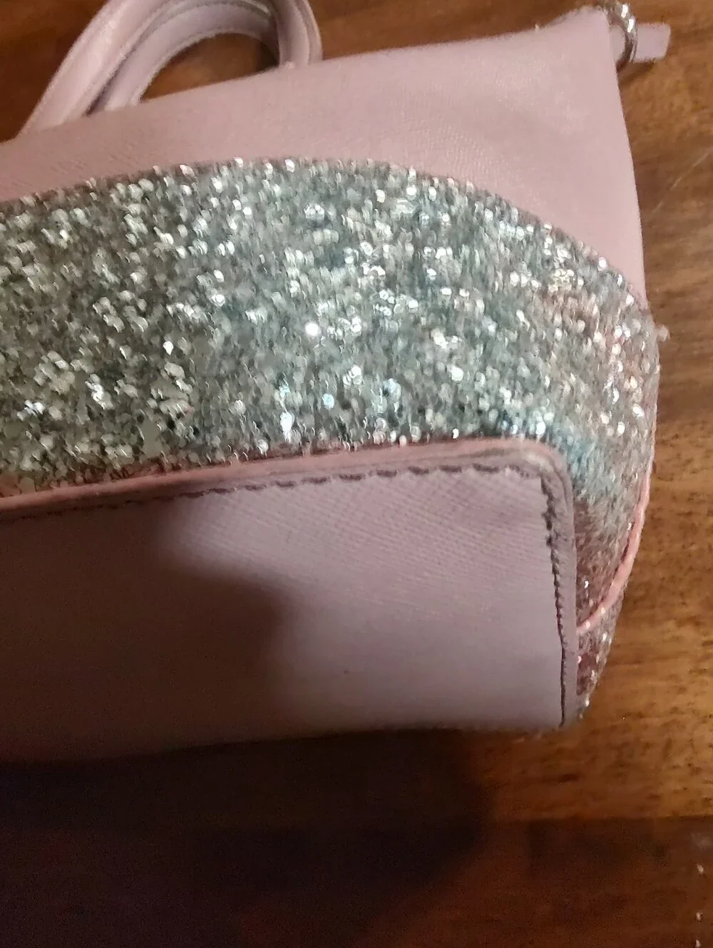 kate spade Mauve Mini Tote with Silver Glitter Base
